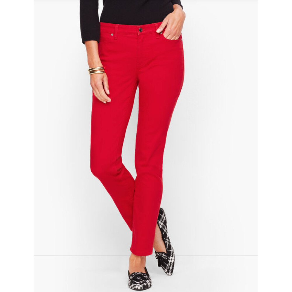 Talbots Women's Flawless Red Slim Ankle Mid-Rise Jeans Pants Size 16P